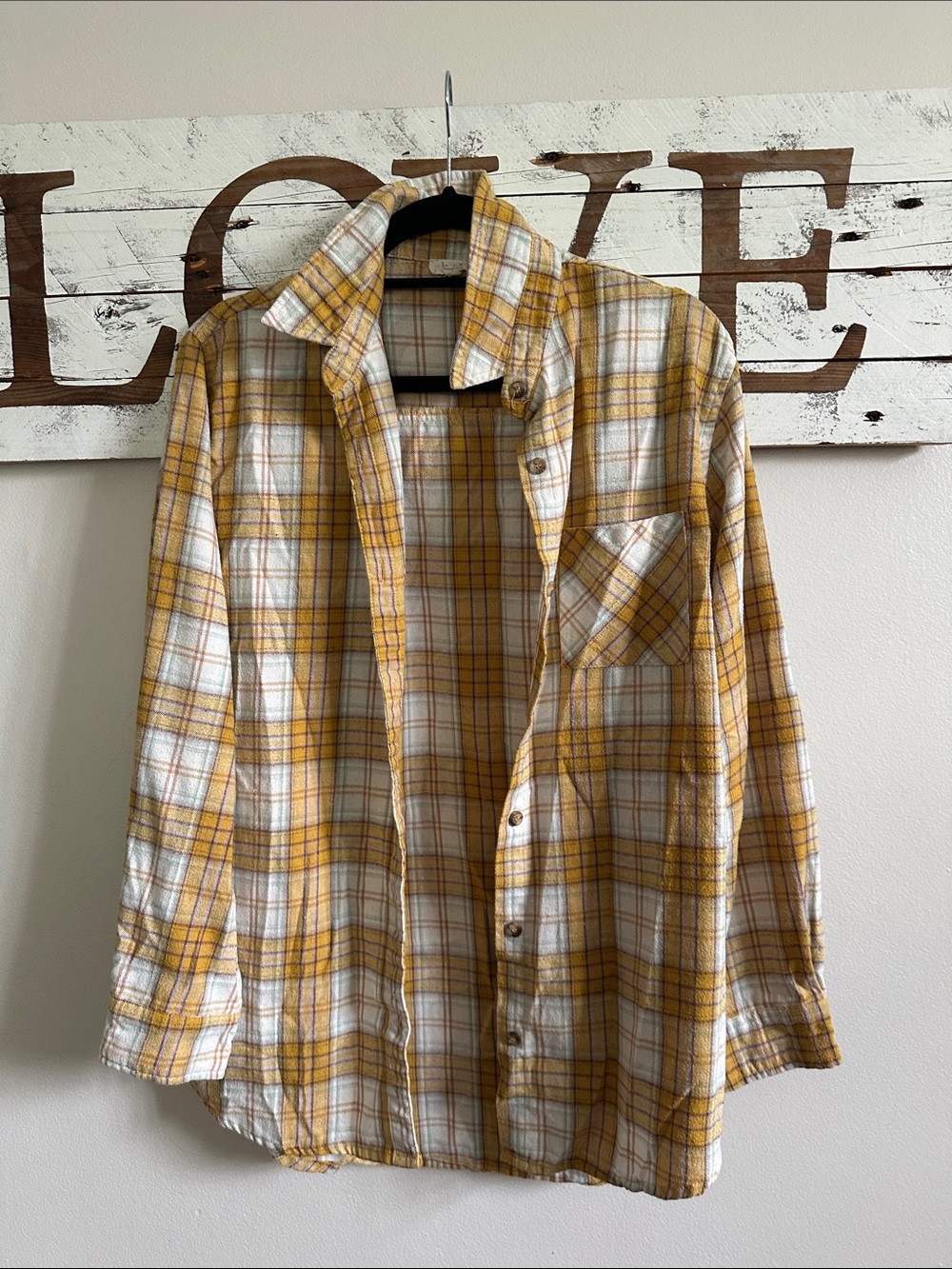 LA MIEL Yellow and White Plaid Button-Down Shirt